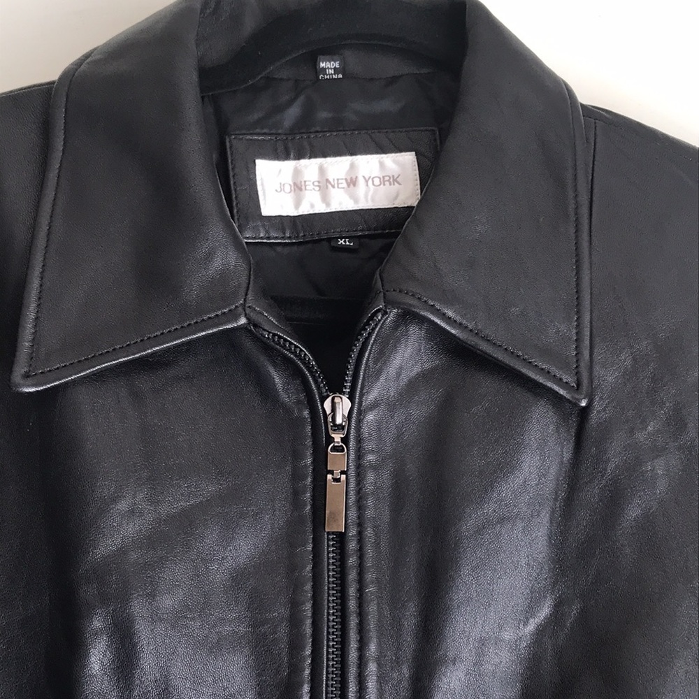 NWT Jones New York black leather jacket sz XL - Picture 2 of 7